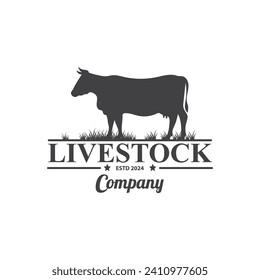 Farm Logo Vector Template. Vintage farm logo design vector illustration. cow logo