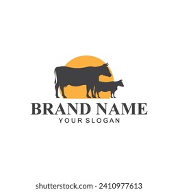 Farm Logo Vector Template. Vintage farm logo design vector illustration. cow logo