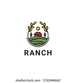 Farm Logo With Vintage Modern Style Vector Illustration