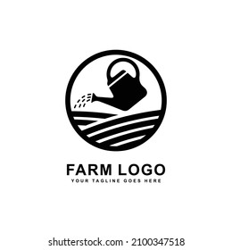 Farm logo. Watering can logo vector illustration