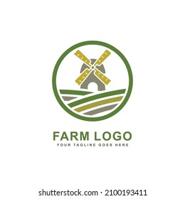 Farm logo. Windmill logo vector illustration