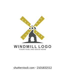 Farm logo. Windmill logo vector illustration