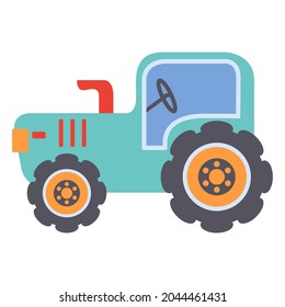 Máquina agricultora tractor.Transporte rural.Vector de estilo simple ilustración para niños.Aislado sobre fondo blanco.