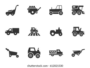 Farm machinery vector icons for user interface design