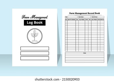 Farm management notebook interior. Farm information checker and cultivator task tracker template. Interior of a journal. Farm management record and production tracker interior.