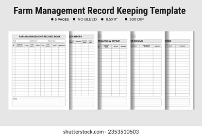 Farm Management Record-Keeping Template, Kdp Interior