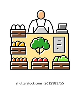 farm market farmer color icon vector. farm market farmer sign. isolated symbol illustration