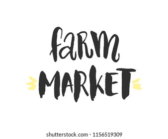 Farm market - vector illustration with handdrawn lettering for your designs