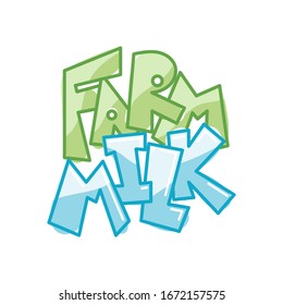 Farm Milk. Graffiti style decorative lettering. Street art free wild style in geometry lines. Underground hip hop headline vector illustration.