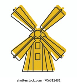 Farm mill icon in doodle style vector illustration for design and web isolated on white background. Farm mill vector object for labels and advertising