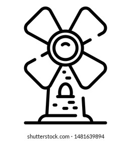 Farm mill icon. Outline farm mill vector icon for web design isolated on white background