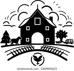 Farm | Minimalist and Simple Silhouette - Vector illustration