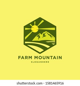 farm mountain logo design vector