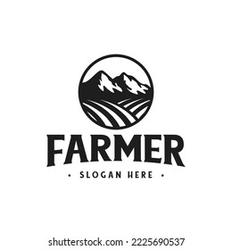 farm and mountain logo icon and vector