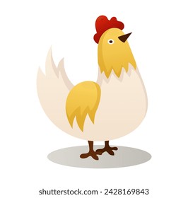 Farm object of colorful set. A captivating blend of illustration and cartoon design captures the essence of nature, featuring a proud cock. Vector illustration.