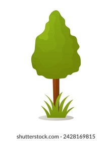 Objeto de granja de conjunto colorido. Esta ilustración combina hábilmente un diseño intrincado con un estilo de dibujos animados caprichoso para representar un árbol vibrante en su entorno natural. Ilustración vectorial.