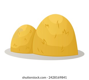 Farm object of colorful set. Through creative illustration techniques, a delightful cartoon design brings to life a picturesque haystack nestled in a serene natural setting. Vector illustration.