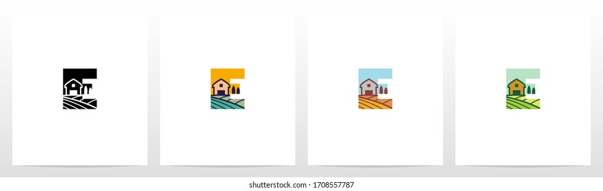 Farm On Letter Logo Design E