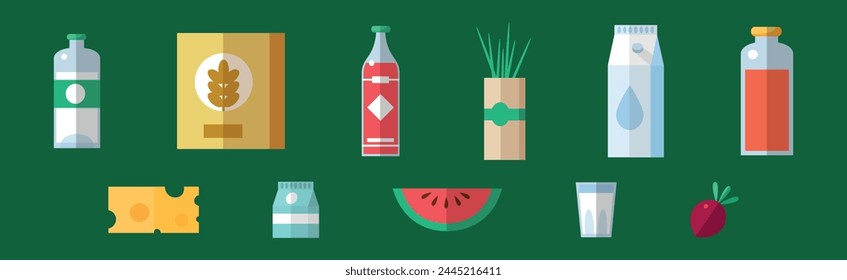Farm Organic Bio Food Flat Object Vector Set