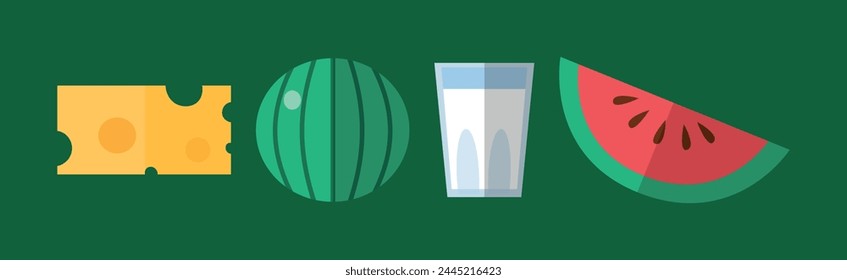 Farm Organic Bio Food Flat Object Vector Set