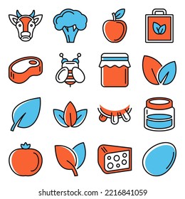 Farm and Organic Food Icons Set. Vector illustration