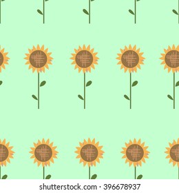 Farm Organic Food Poster. Retro Placard with Sunflowers. Vector Illustration.