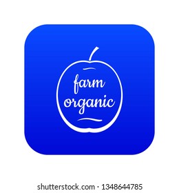 Farm organic icon blue vector isolated on white background