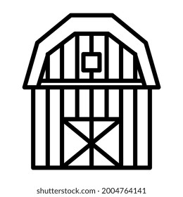 Farm Outline Icon, Barn. Isolated On A White Background. For Building Themes, Coloring Books, Farm Animals Etc.