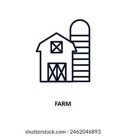 farm outline icon. Thin line icon from agriculture farming and gardening collection. Editable vector isolated on white background