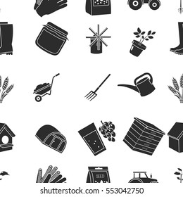 Farm pattern icons in black style. Big collection of farm vector symbol stock illustration