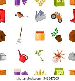 Farm pattern icons in cartoon style. Big collection of farm vector symbol stock illustration