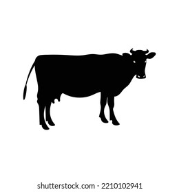 Farm pet animals cow icon | Black Vector illustration |