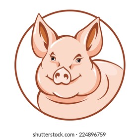 Farm pig in circle for agriculture design