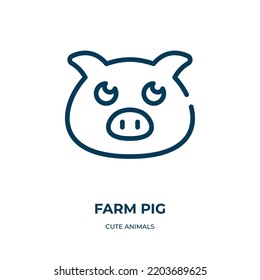 Farm pig icon. Linear vector illustration from cute animals collection. Outline farm pig icon vector. Thin line symbol for use on web and mobile apps, logo, print media.