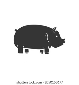 Farm Pig Icon Silhouette Illustration. Animal Vector Graphic Pictogram Symbol Clip Art. Doodle Sketch Black Sign.