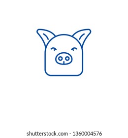 Farm pig line icon concept. Farm pig flat  vector symbol, sign, outline illustration.