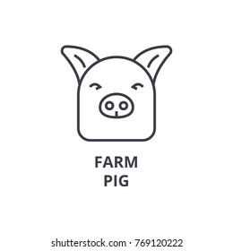 farm pig line icon, outline sign, linear symbol, vector, flat illustration
