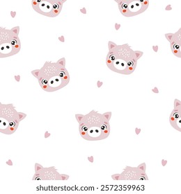 Farm pig pattern, cute farm animals, kids pattern, farm vector, cartoon, seamless pattern
