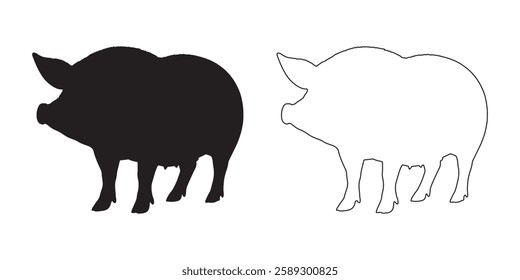 Farm Pig Silhouette - Ideal Pig Outline for Branding
