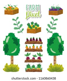 Farm pixel cartoons