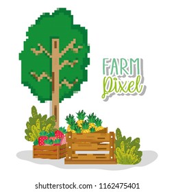 Farm pixelated cartoons