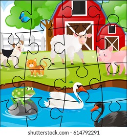 Farm Pond Jigsaw Set Stock Vector (Royalty Free) 614792291 | Shutterstock