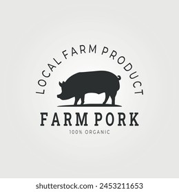 farm pork logo vintage vector illustration