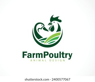 farm poultry logo creative rooster duck design concept business