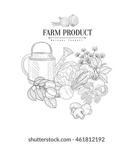 Farm Product Hand Drawn Realistic Sketch