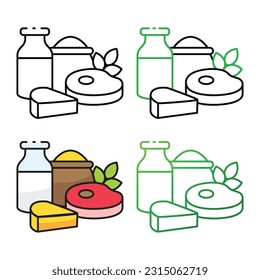 Farm product icon design in four variation color