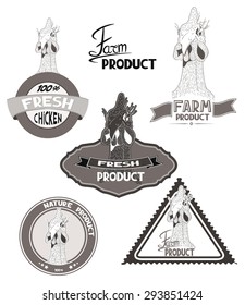 Farm product logos with the chicken head