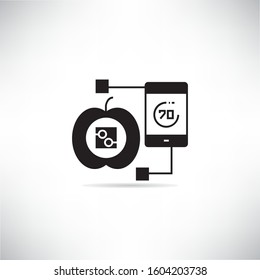 farm product with microchip sync to smart phone monitoring data for smart farm concept icon