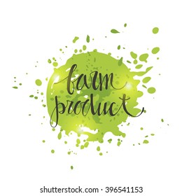 Farm product. Organic vector food label. Vintage badge for restaurant menu or food package design. Vintage organic harvest stamp. Fresh healthy food icon.