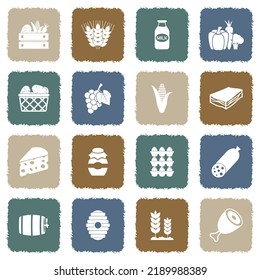 Farm Products Icons. Grunge Color Flat Design. Vector Illustration.